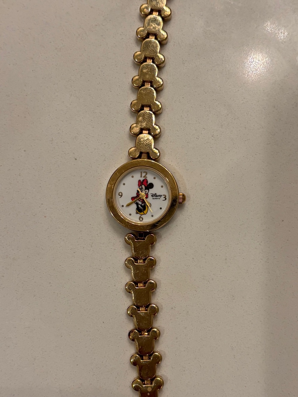 Disney Gold-Tone Minnie Mouse Bracelet Watch AS IS